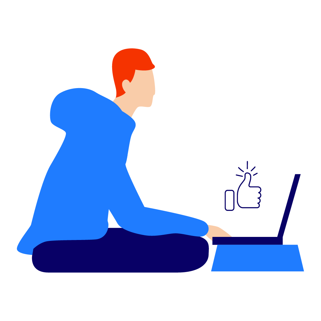 Chico con like y pantalla