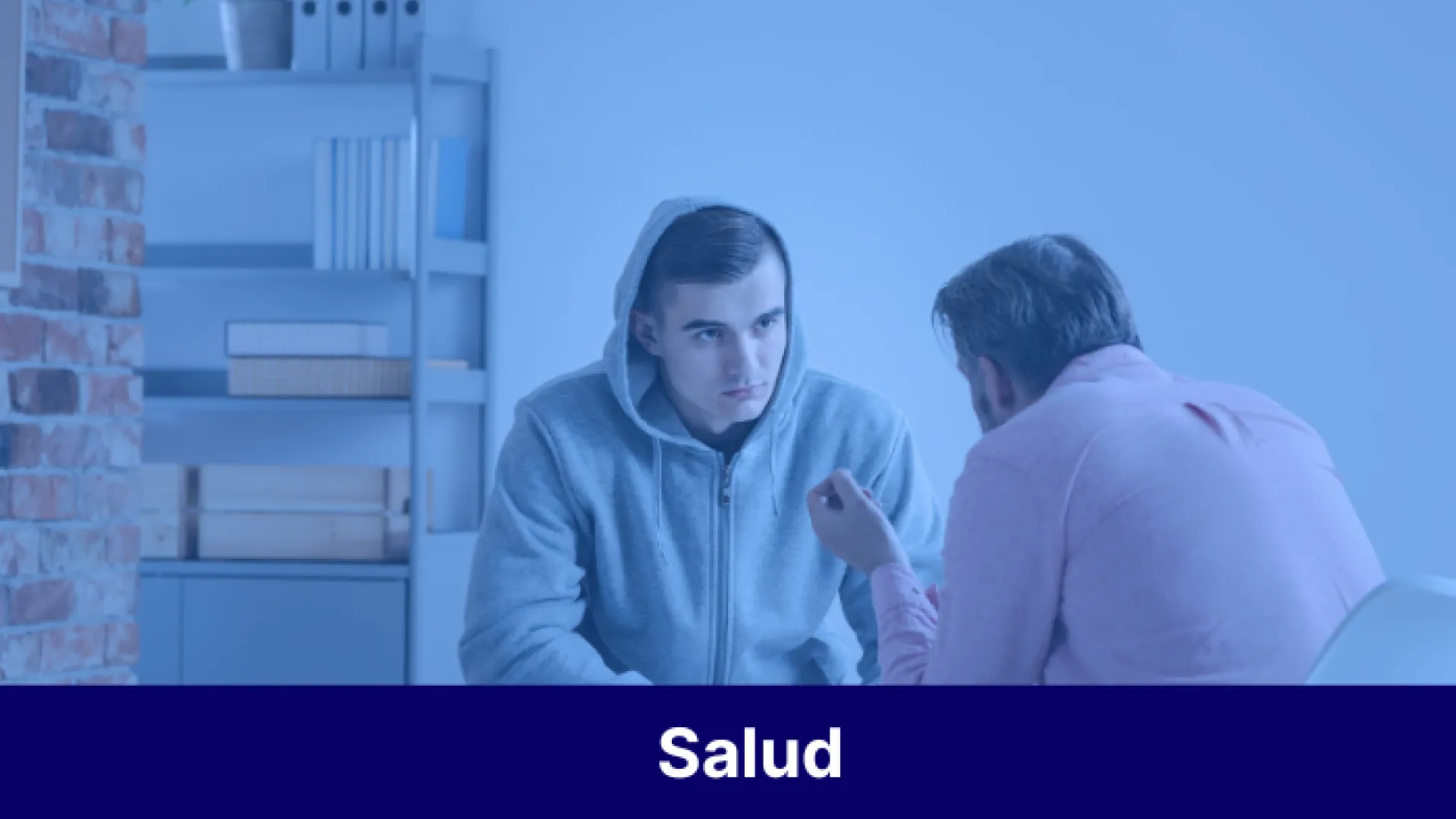 Joven en el psicologo con texto inferior que dice: Salud